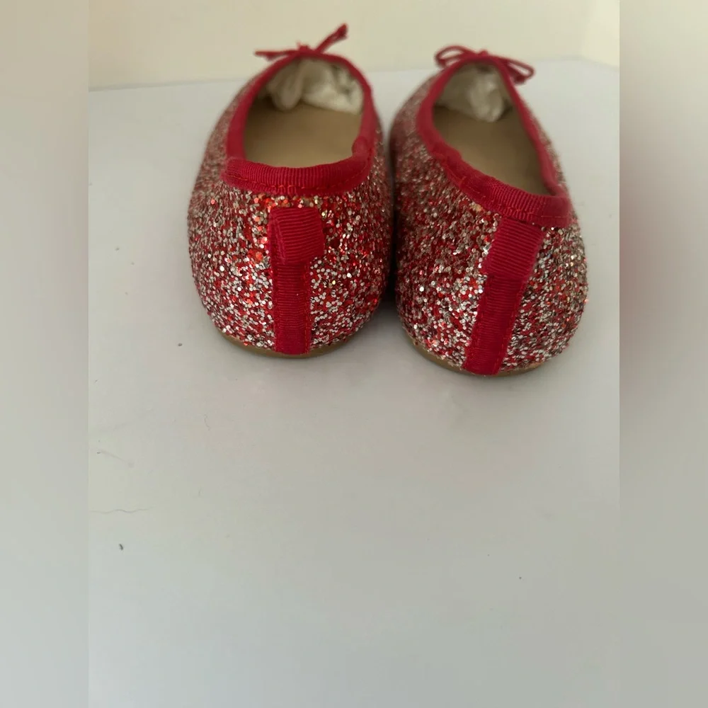 Crewcuts Girls red trimmed sparkly ballet flats. Size 4Y.